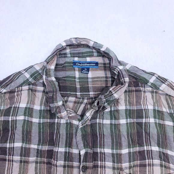 Croft & Barrow Tartan Flannel Button Up Long Sleeve Shirt Mens Size XL Green - Picture 1 of 11